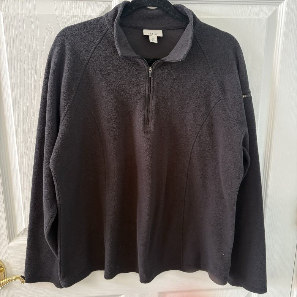 L.L.Bean Women’s Black Quarter-Zip Cozy Fleece Pullover Layering XL Regular